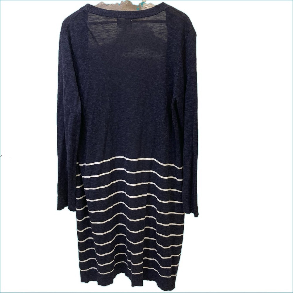 Boutique navy/white stripe open, long line duster/cardigan. Never worn. Size XL. - Picture 2 of 3